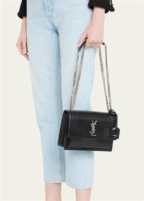 ysl sunset medium croc embossed|saint laurent sunset crossbody bag.